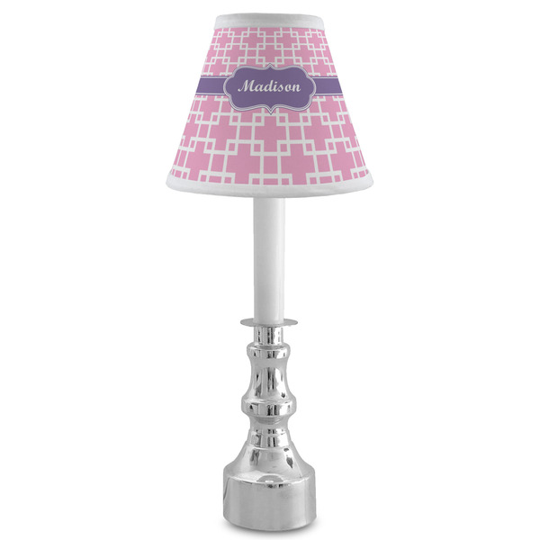 Linked Squares Small Chandelier Lamp - LIFESTYLE (on candle stick)