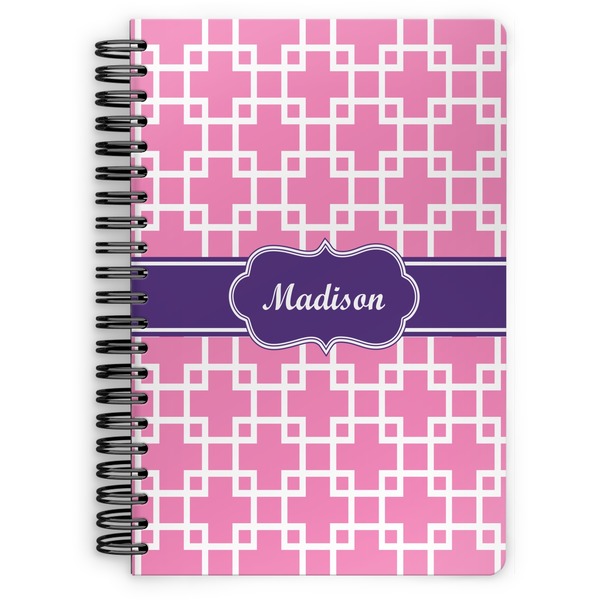 Custom Linked Squares Spiral Notebook - 7x10 w/ Name or Text