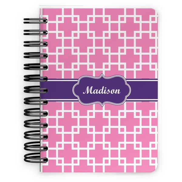 Custom Linked Squares Spiral Notebook - 5x7 w/ Name or Text