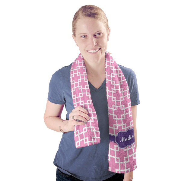 Linked Squares Sport Towel - Exercise use - Model