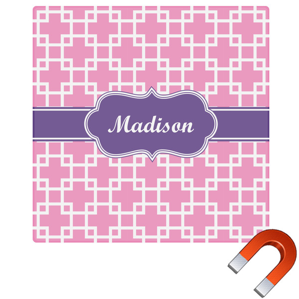 Custom Linked Squares Square Car Magnet - 6" (Personalized)