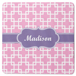 Linked Squares Square Rubber Backed Coaster (Personalized)