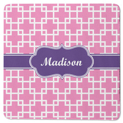 Linked Squares Square Rubber Backed Coaster (Personalized)