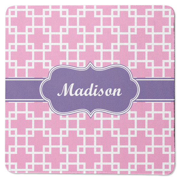 Custom Linked Squares Square Rubber Backed Coaster (Personalized)