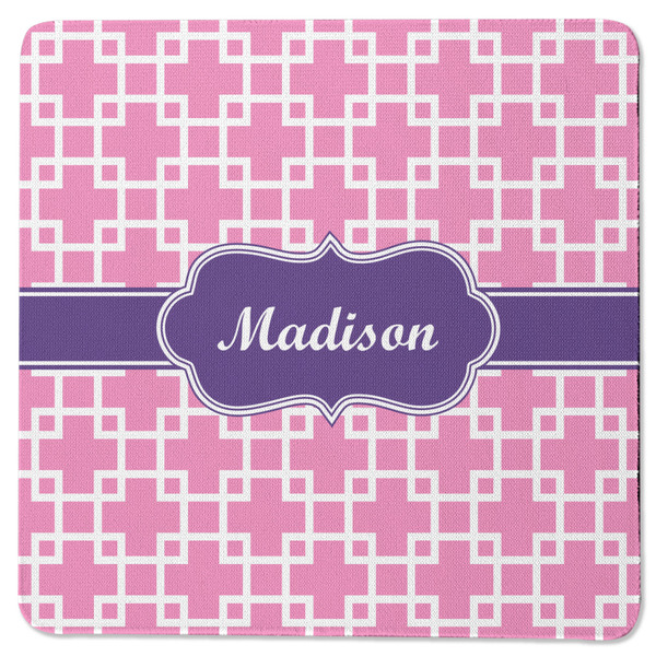 Custom Linked Squares Square Rubber Backed Coaster (Personalized)