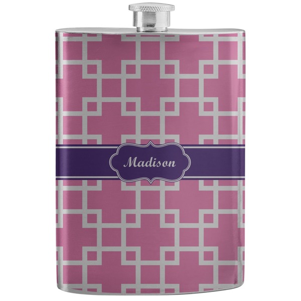 Custom Linked Squares Stainless Steel Flask (Personalized)