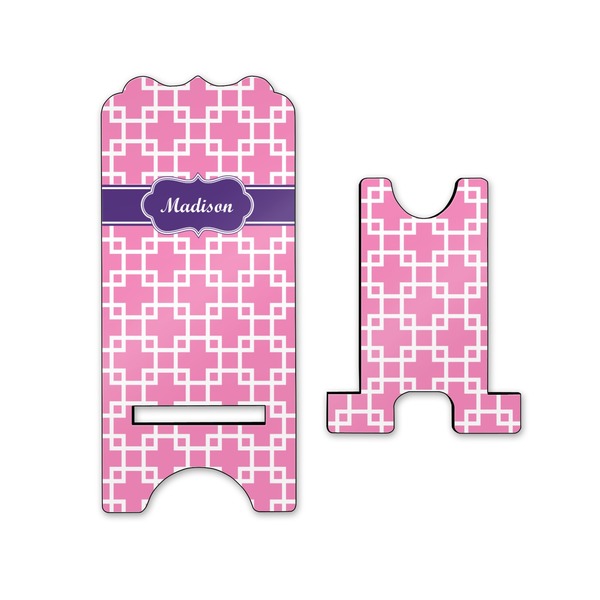 Linked Squares Stylized Phone Stand - Front & Back - Small