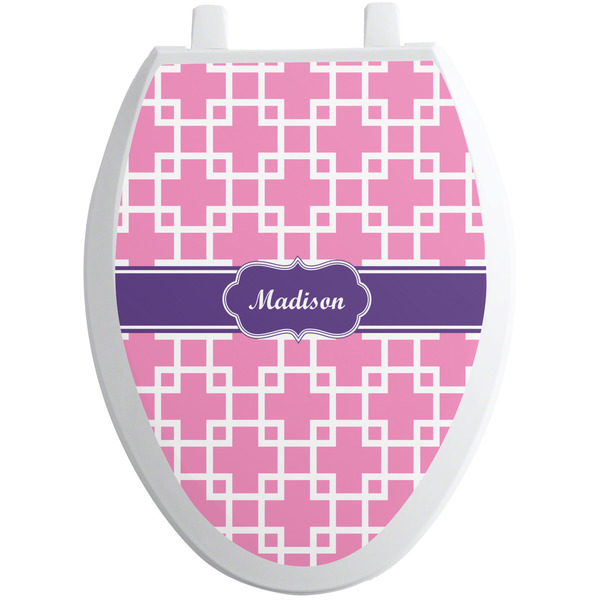 Custom Linked Squares Toilet Seat Decal - Elongated (Personalized)