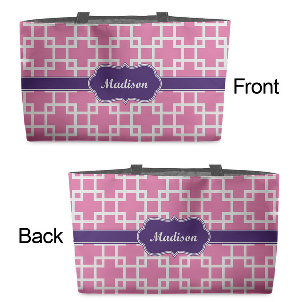 Linked Squares Tote w/Black Handles - Front & Back Views