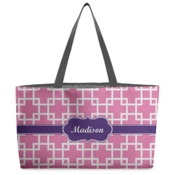 Linked Squares Beach Totes Bag - w/ Black Handles (Personalized)