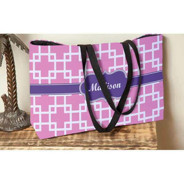 Linked Squares Tote w/Black Handles - Lifestyle View