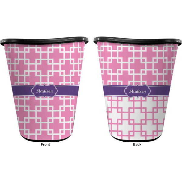 Linked Squares Trash Can Black - Front and Back - Apvl