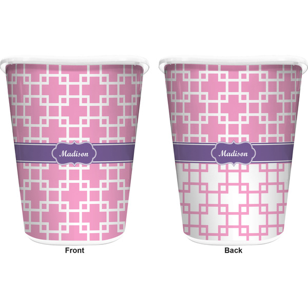 Linked Squares Trash Can White - Front and Back - Apvl