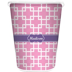 Linked Squares Waste Basket - Double Sided (White) (Personalized)