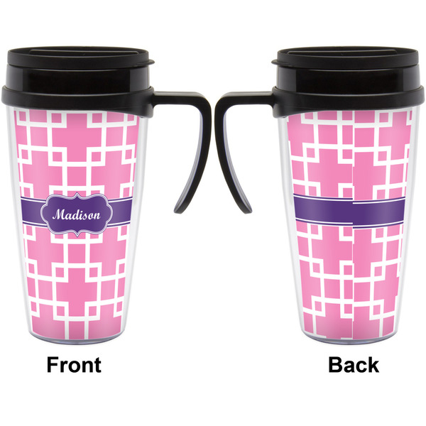 Linked Squares Travel Mug with Black Handle - Approval