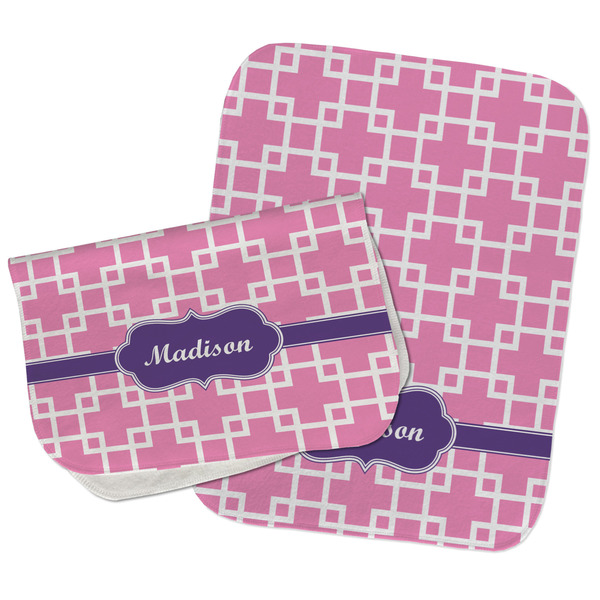 Linked Squares Two Rectangle Burp Cloths - Open & Folded