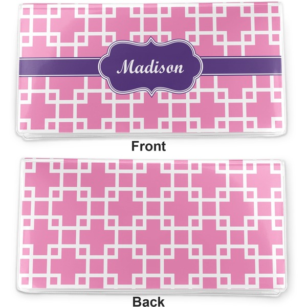 Linked Squares Vinyl Check Book Cover - Front and Back