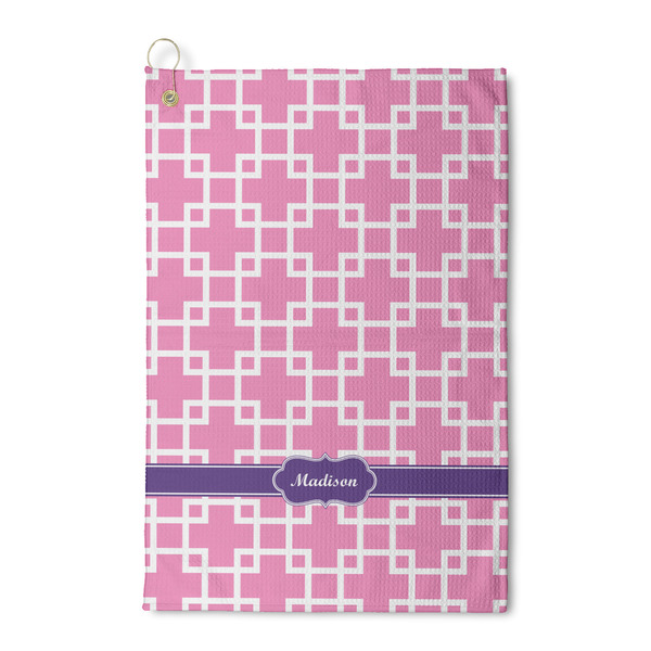 Custom Linked Squares Waffle Weave Golf Towel (Personalized)