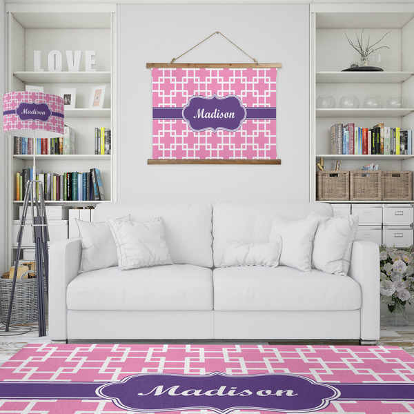 Linked Squares Wall Hanging Tapestry - IN CONTEXT