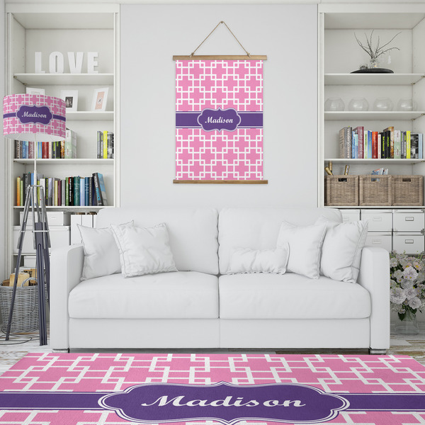 Linked Squares Wall Hanging Tapestry - Portrait - IN CONTEXT