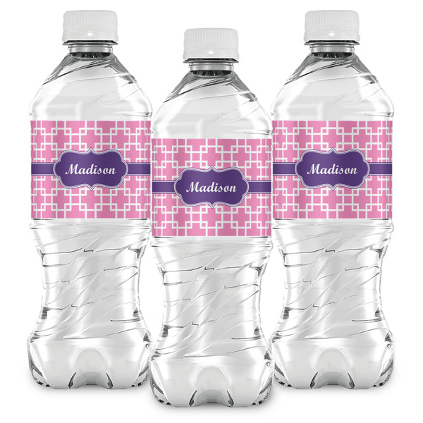 Linked Squares Water Bottle Labels - Front View