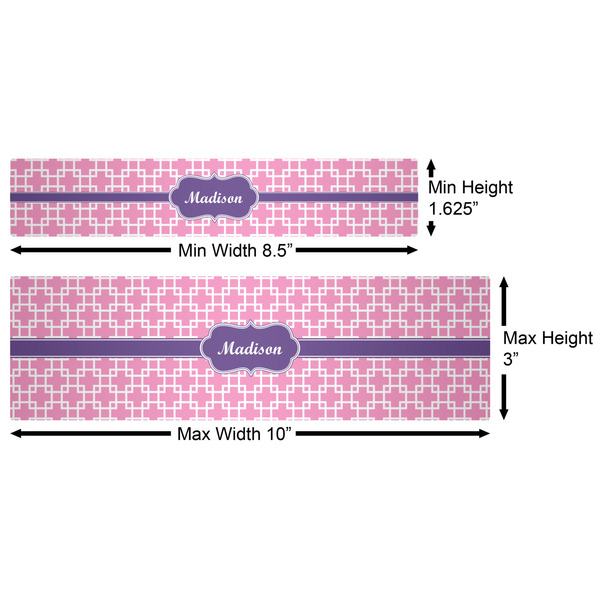 Linked Squares Water Bottle Labels w/ Dimensions