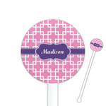 Linked Squares 5.5" Round Plastic Stir Sticks - White - Single Sided (Personalized)