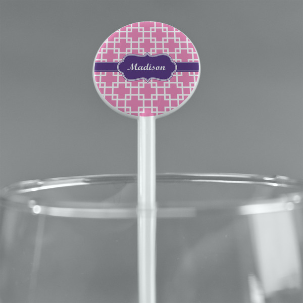 Linked Squares White Plastic 5.5" Stir Stick - Round - Main