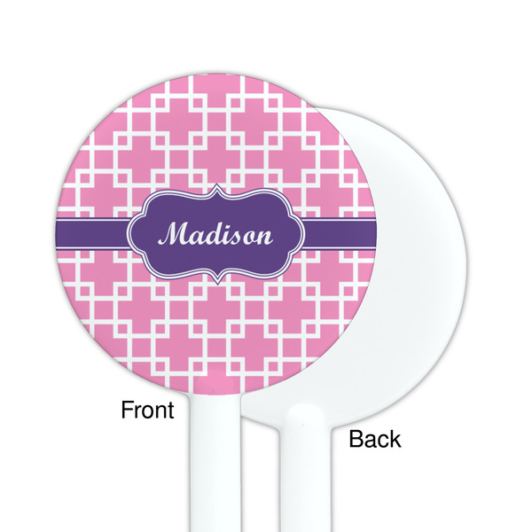 Linked Squares White Plastic 5.5" Stir Stick - Single Sided - Round - Front & Back