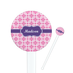 Linked Squares 7" Round Plastic Stir Sticks - White - Double Sided (Personalized)