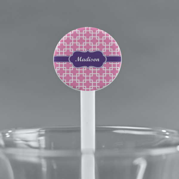 Linked Squares White Plastic 7" Stir Stick - Round - Main