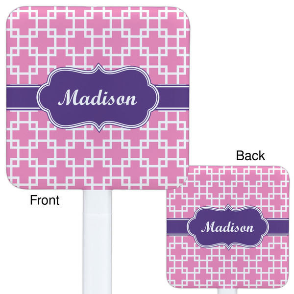 Linked Squares White Plastic Stir Stick - Double Sided - Approval