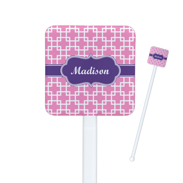 Custom Linked Squares Square Plastic Stir Sticks (Personalized)