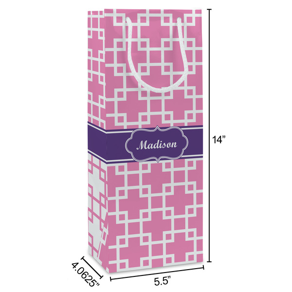 Linked Squares Wine Gift Bag - Dimensions