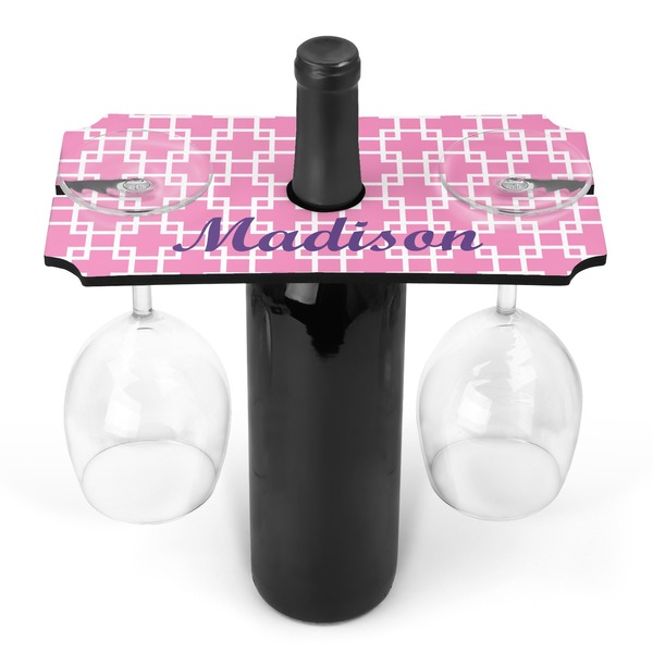 Custom Linked Squares Wine Bottle & Glass Holder (Personalized)