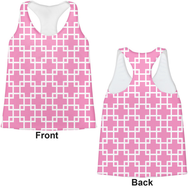 Linked Squares Womens Racerback Tank Tops - Medium - Front and Back