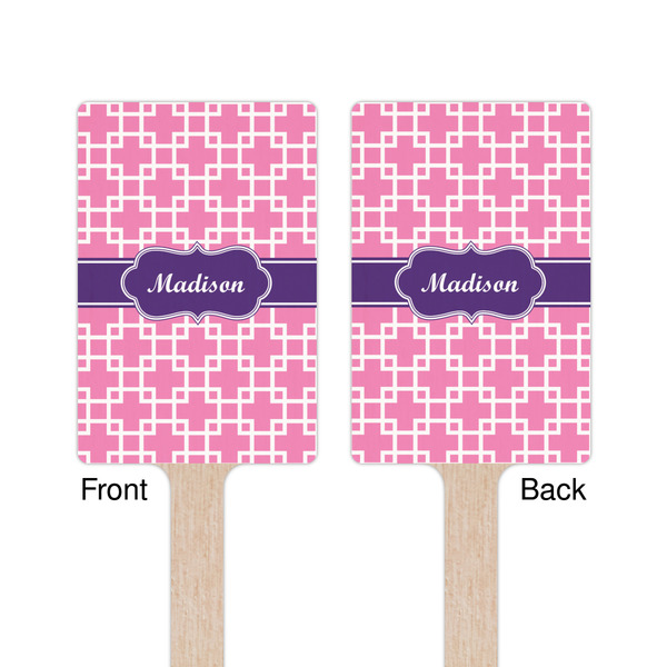 Linked Squares Wooden 6.25" Stir Stick - Rectangular - Double Sided - Front & Back