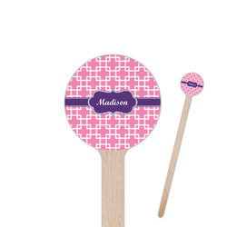 Linked Squares 6" Round Wooden Stir Sticks - Single Sided (Personalized)