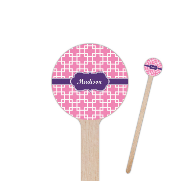 Custom Linked Squares 6" Round Wooden Stir Sticks - Double Sided (Personalized)