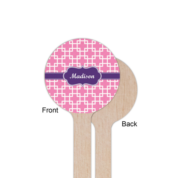 Linked Squares Wooden 6" Stir Stick - Round - Single Sided - Front & Back