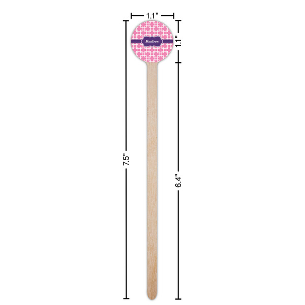 Linked Squares Wooden 7.5" Stir Stick - Round - Dimensions