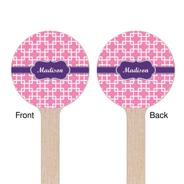 Linked Squares Wooden 7.5" Stir Stick - Round - Double Sided - Front & Back