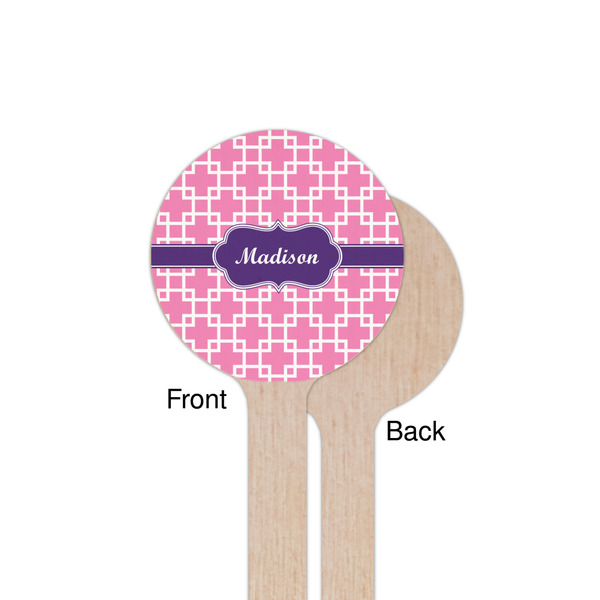 Linked Squares Wooden 7.5" Stir Stick - Round - Single Sided - Front & Back