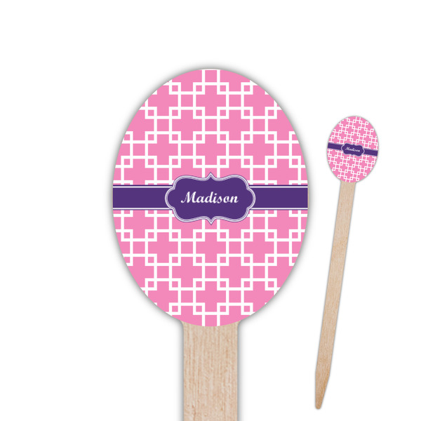 Custom Linked Squares Oval Wooden Food Picks (Personalized)