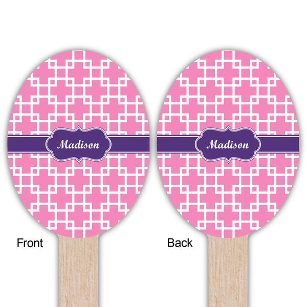 Linked Squares Wooden Food Pick - Oval - Double Sided - Front & Back
