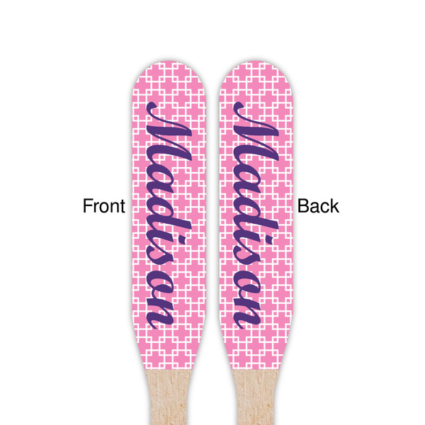 Linked Squares Wooden Food Pick - Paddle - Double Sided - Front & Back