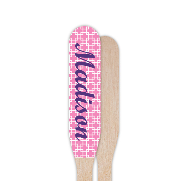 Linked Squares Wooden Food Pick - Paddle - Single Sided - Front & Back