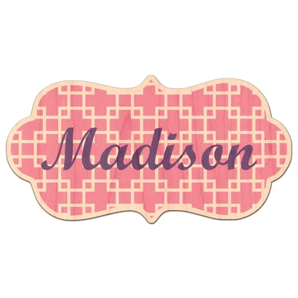 Custom Linked Squares Genuine Maple or Cherry Wood Sticker (Personalized)