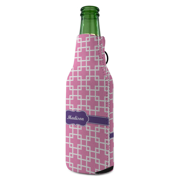 Linked Squares Zipper Bottle Cooler - ANGLE (bottle)