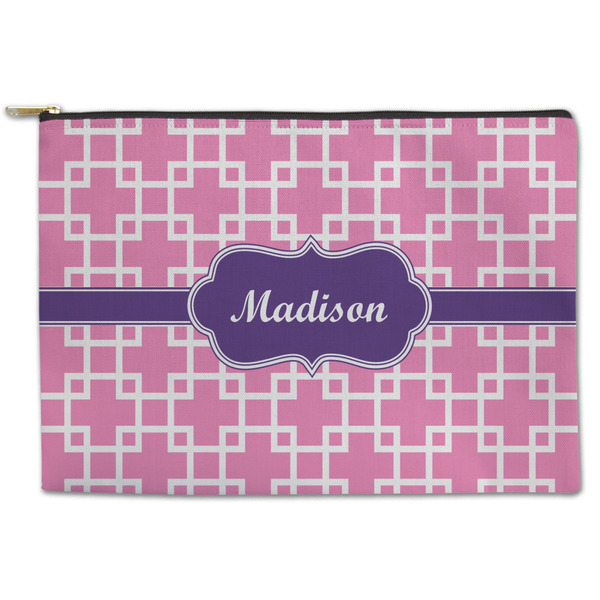Custom Linked Squares Zipper Pouch - Large - 12.5"x8.5" (Personalized)